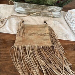 Fringed Gold Crossbody Bag